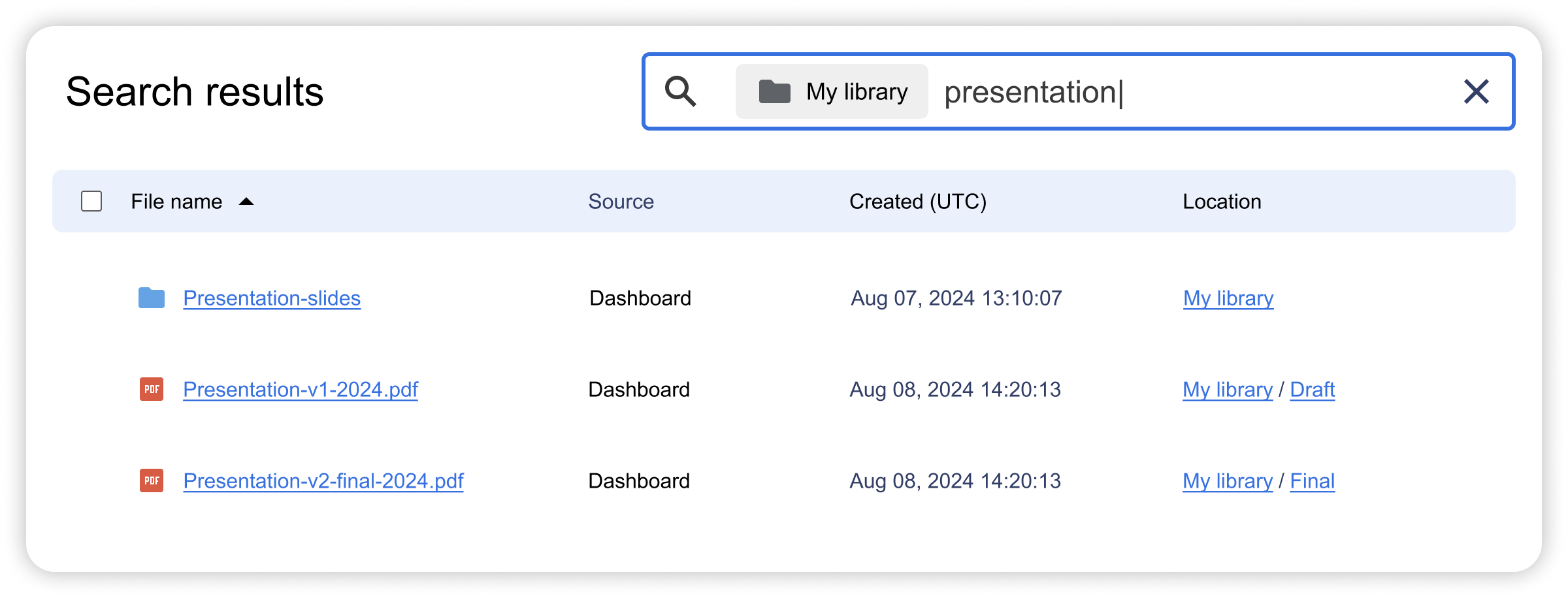 Digital Samba 600 - Dashboard Search